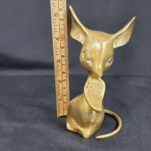 Whimsical Brass Mouse Vintage Solid Brass Animal Figurine Mid Century Retro Deco - Picture 6 of 16